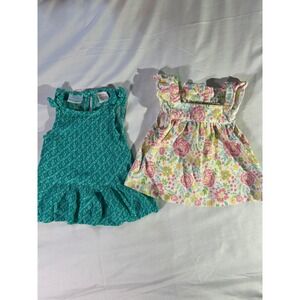 Koala Kids & RuffleButts Baby Girl Tops Lot 12-18M Teal Geometric Floral Peplum